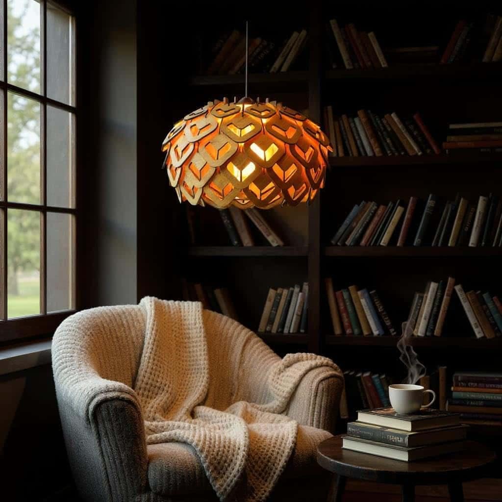 Wooden Pinecone Pendant Ceiling Lamp | Woodiography